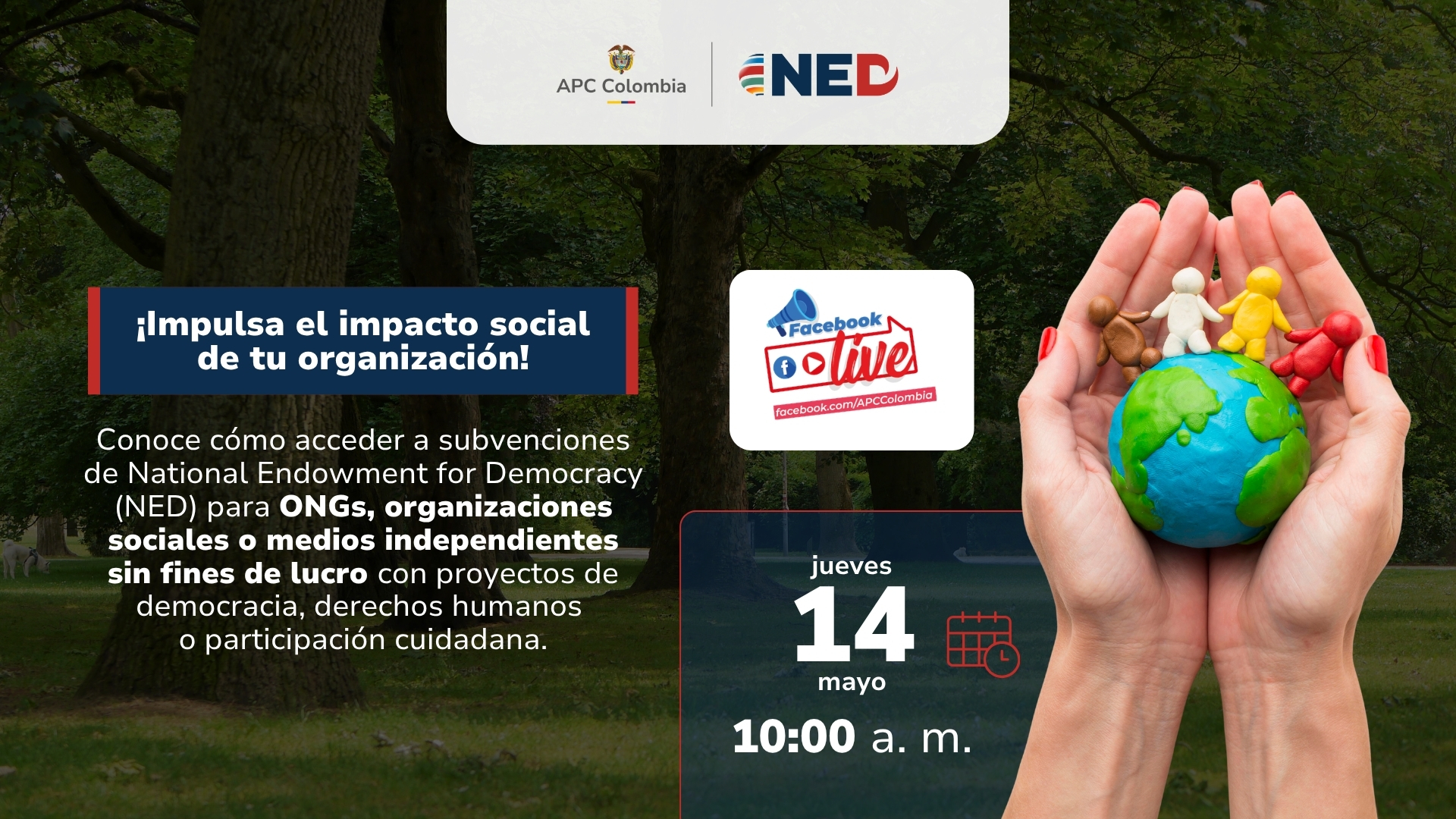 Live convocatoria Impulsa el impacto social de tu organización. El 14 de mayo a las 10:00a.m.