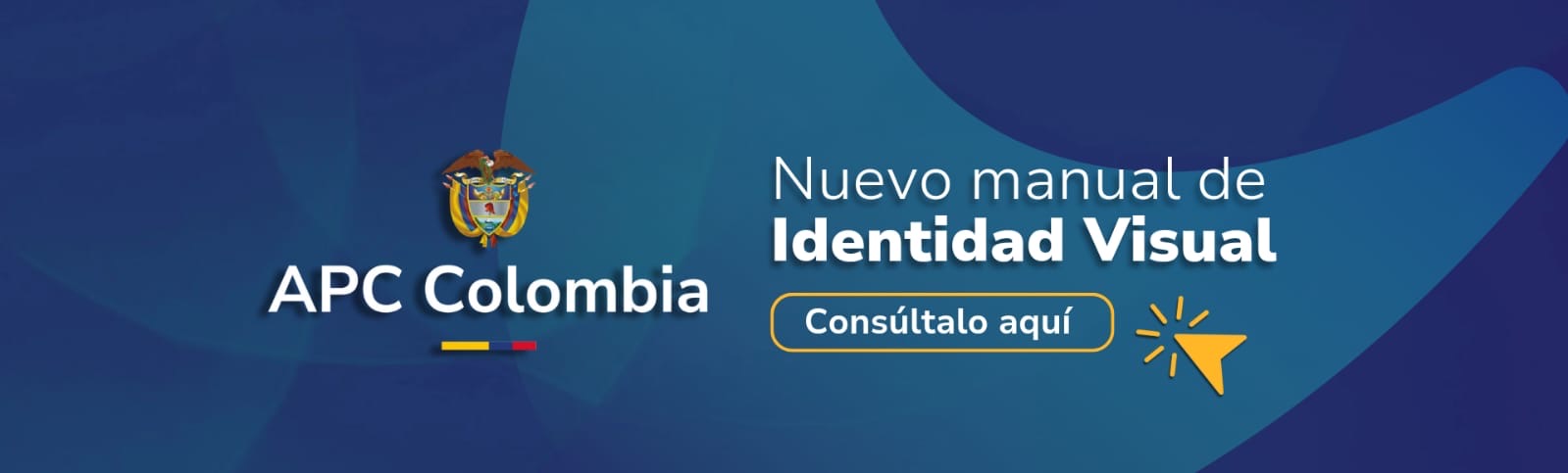 En fondo azul. Nuevo Manual de Identidad Visual de APC-Colombia