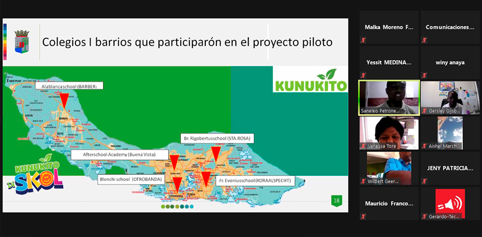 Imagen de pantalla, con la presentación del proyecto y la transmisión vía zoom
