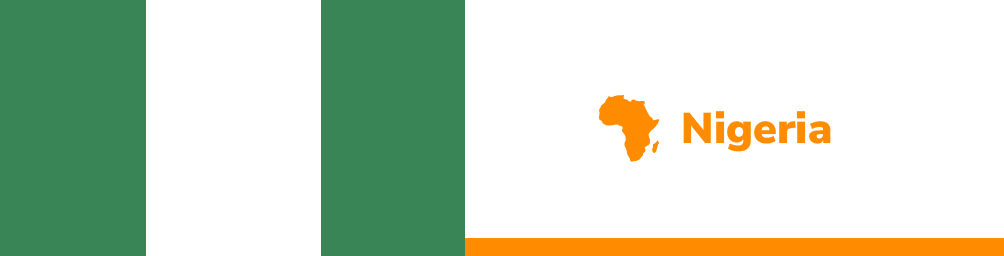 A la derecha la bandera de Nigeria a la izquierda el mapa de África