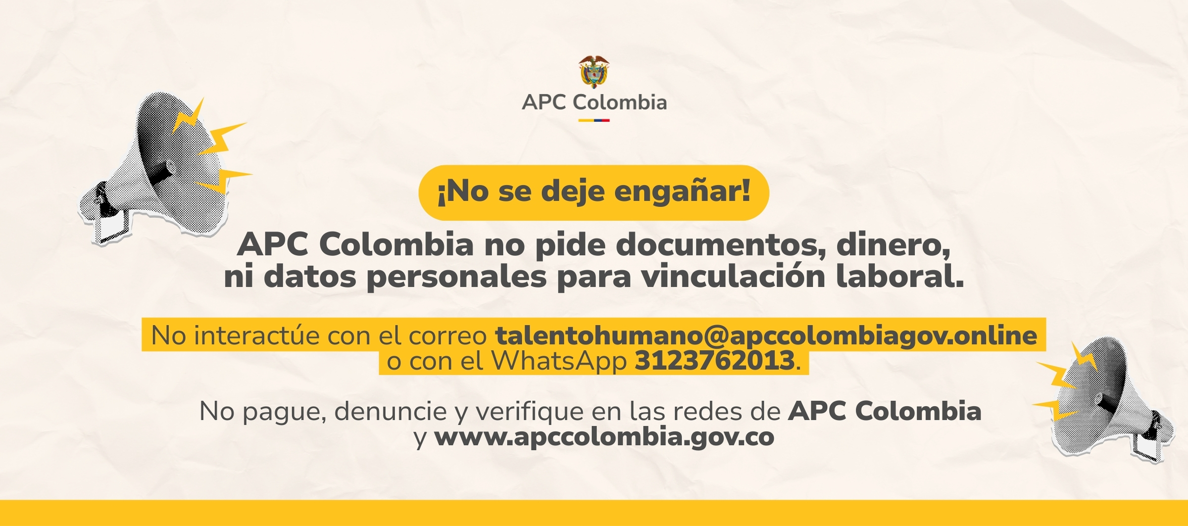 No se deje engañar, APC Colombia no envía correos directos para convocatorias laborales