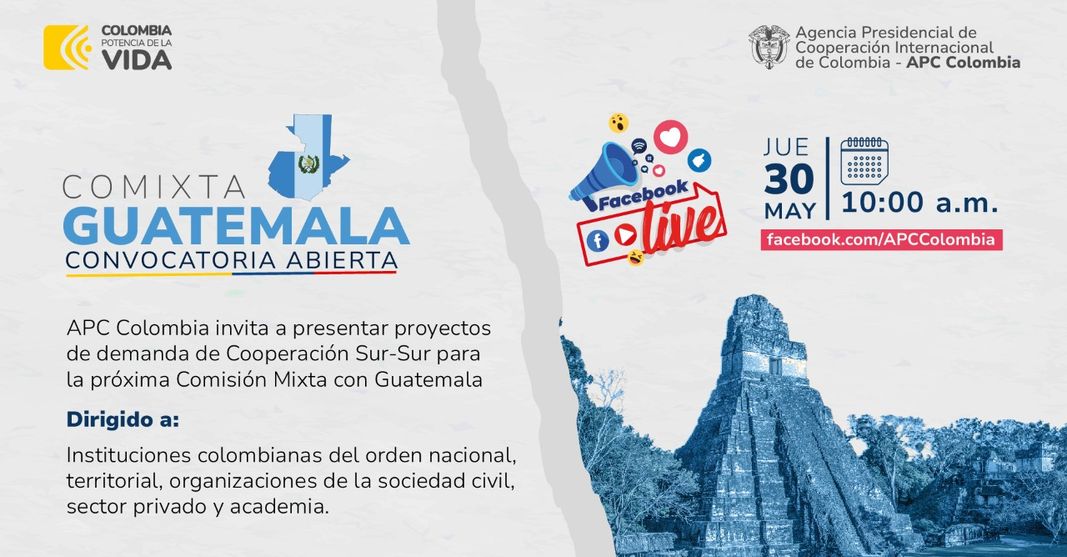 Invitación al Facebook live Jueves 30 de mayo a las 10:00 a.m. para resoler dudas y participar en la convocatoria