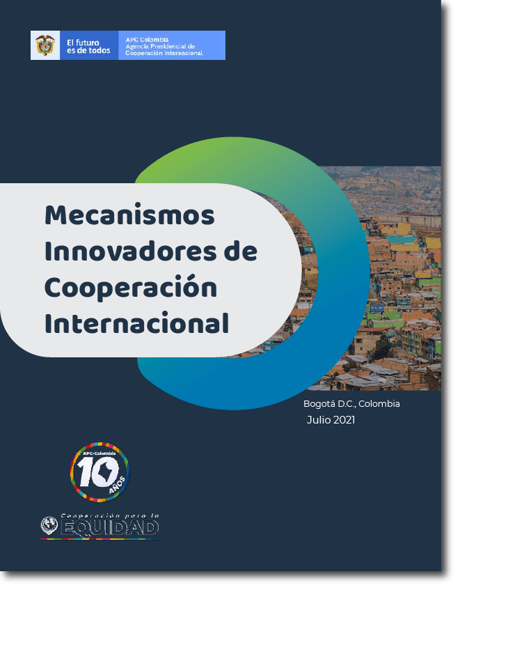 Portada del documento Mecanismos Innovadores, fondo azul, debajo del titulo