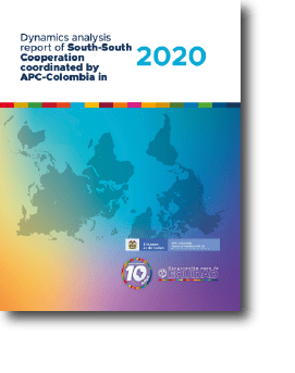 Portada del documento Dynamics analysis report of South-South Cooperation coordinated by APC-Colombia in 2020