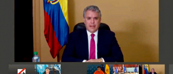 Fotografía de reunión virtual con la intervención del Presidente Ivan Duque 