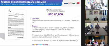 Anuncio del aporte financiero de APC-Colombia al proyecto Mesoamérica