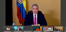 Fotografía de reunión virtual con la intervención del Presidente Ivan Duque 