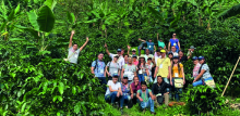 Foto de Colombia le enseña a Colombia, varias personas reunidas en media de vegetación