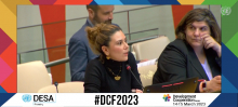 La directora general de APC-Colombia, Eleonora Betancur González en su intervención en el DCF 2023