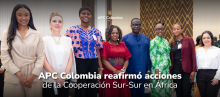 Directora general de APC Colombia junto con la Visepresidenta y representantes africanos