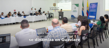 Participantes de la Primera Sesión Ampliada del Consejo Departamental de Cooperación Internacional. En la parte superior logo del gobierno de Colombia y en la parte inferior el título de la nota